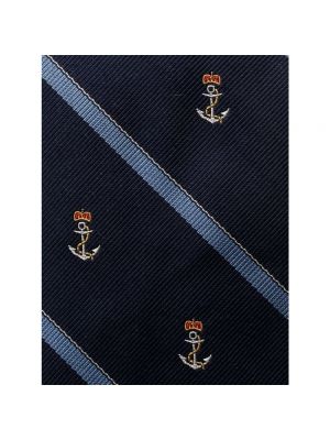 Jedwabny krawat z nadrukiem Ralph Lauren niebieski