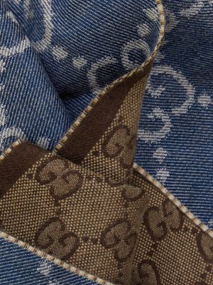 Sciarpa di lana in tessuto jacquard Gucci blu