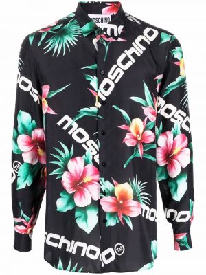 Skjorta med mönster i blommigt Moschino svart