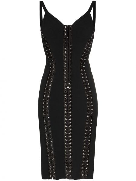 Hedvábné business koktejlové šaty bez rukávů Dolce & Gabbana - černá