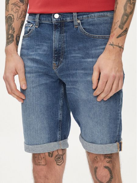 Дънкови шорти slim Calvin Klein Jeans синьо