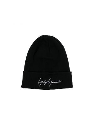 Yohji Yamamoto Pour Homme Вязаная шапка-бини с логотипом YY, хлопковая манжета черный