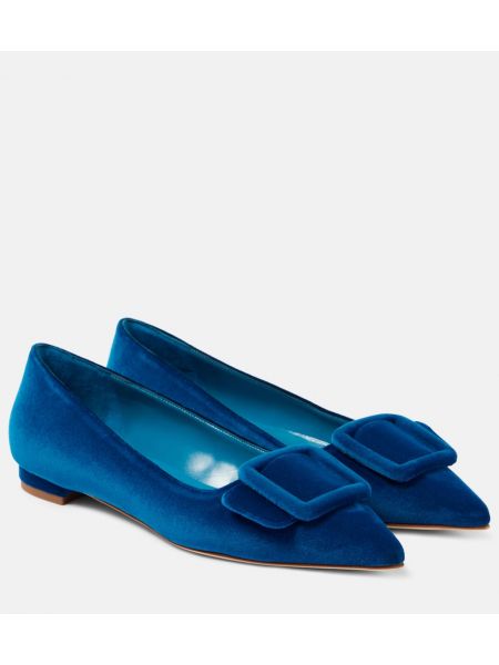 Sametti matalat kengät Manolo Blahnik sininen