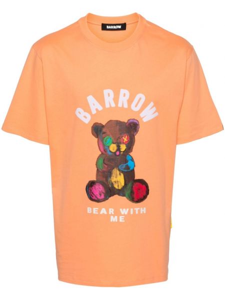 Oranžové bavlněné tričko s potiskem Barrow