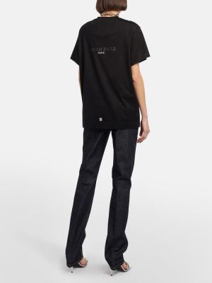 Памучна тениска с принт от джърси Givenchy черно