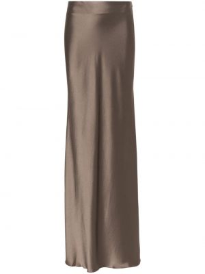 Hnědé saténové dlouhá sukně Nanushka