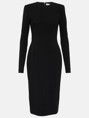 Вълнена миди рокля от креп Victoria Beckham черно