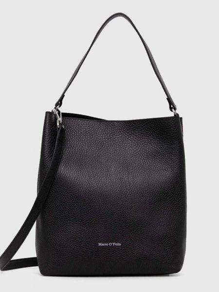 Черная кожаная сумка шоппер Marc O'polo