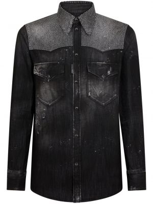 Distressed jeanshemd mit spikes Dsquared2