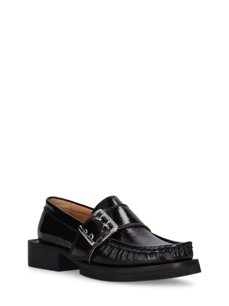 Pantofi loafer cu cataramă Ganni negru
