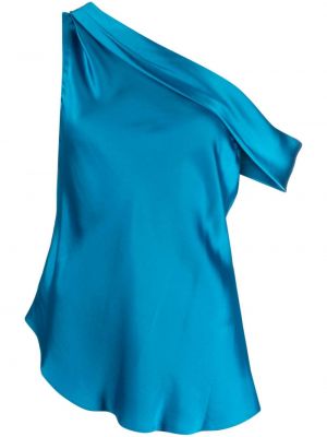 Satīna blūze ar drapējumu Simkhai zils