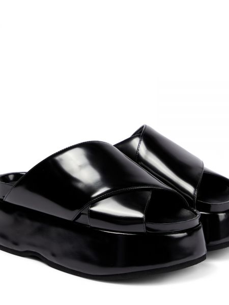 Kožené sandály na platformě Junya Watanabe černé