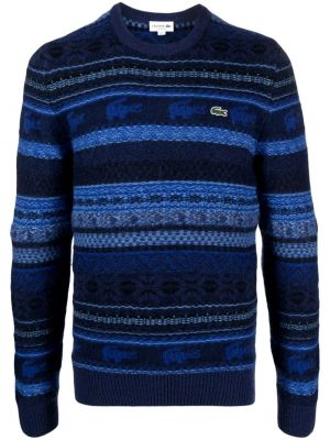Жакардов пуловер Lacoste синьо