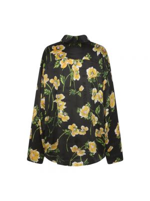 Blusa de seda de flores con estampado Balenciaga negro