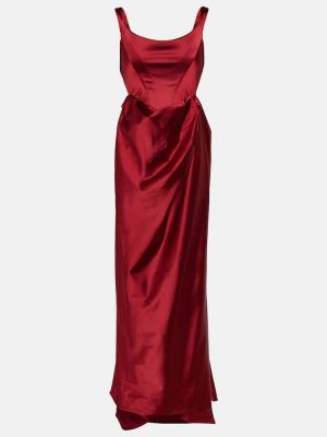 Vestito lungo di raso con drappeggi Vivienne Westwood rosso