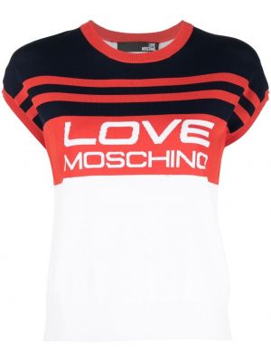 Top scurt Love Moschino - alb