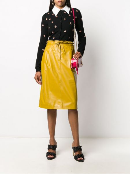 Falda de tubo ajustada de cintura alta Valentino amarillo