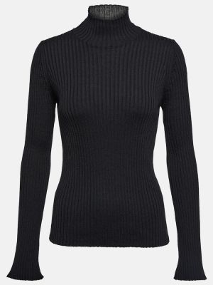 Jersey cuello alto de lana de tela jersey Moncler negro