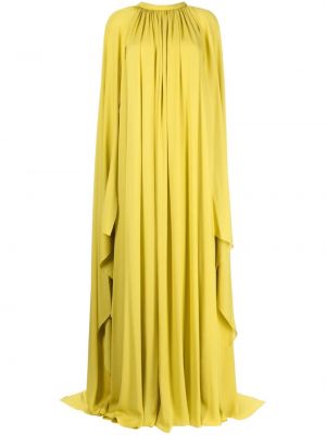 Drapované asymetrické hodvábne večerné šaty Elie Saab žltá
