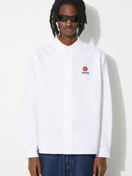 Pamučna košulja s gumbima s cvjetnim printom Kenzo bijela