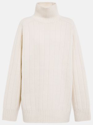 Кашмирен вълнен пуловер Toteme бяло