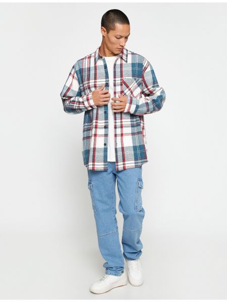 Kockovaná košeľa s dlhými rukávmi s vreckami Koton