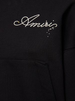 Džersis raštuotas medvilninis džemperis su gobtuvu Amiri juoda