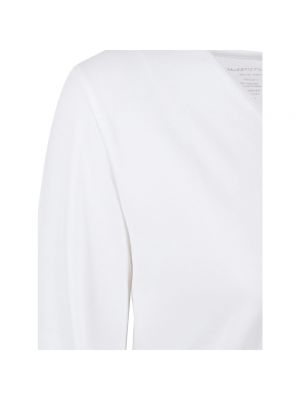 Camiseta de manga larga con escote v Majestic Filatures blanco