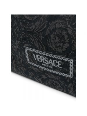 Bolso shopper con bordado Versace negro