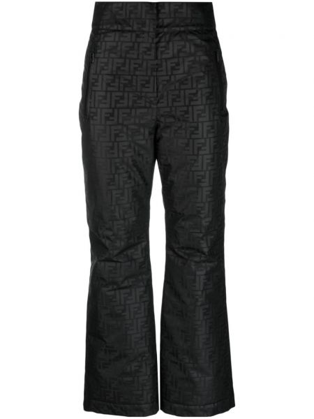 Rovné kalhoty s potiskem Fendi černé