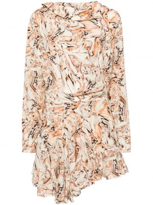 Svilena haljina s printom s apstraktnim uzorkom Isabel Marant bež
