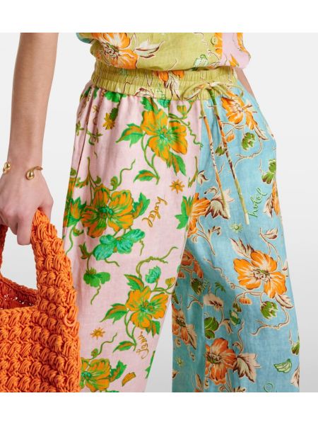 Pantaloni de in cu model floral cu croială lejeră Alemais