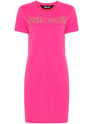 Bavlněné šaty Just Cavalli růžové