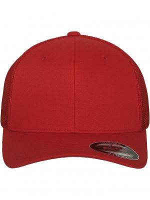 Мрежеста шапка с козирки Flexfit червено