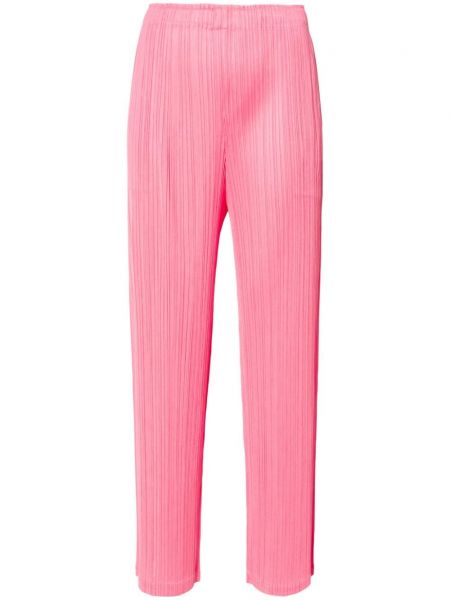 Plisované rovné kalhoty Pleats Please Issey Miyake růžové