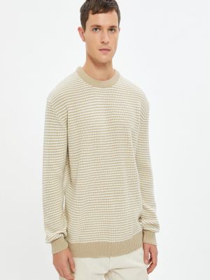 Sweter w paski Koton beżowy