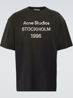 Bavlněné tričko s potiskem Acne Studios černé