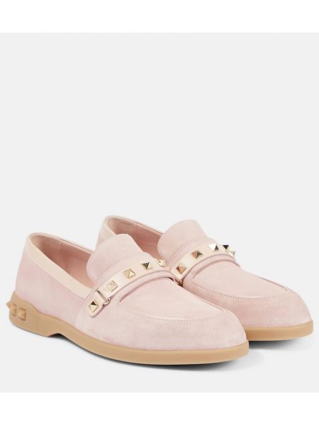 Bőr loafer Valentino Garavani rózsaszín