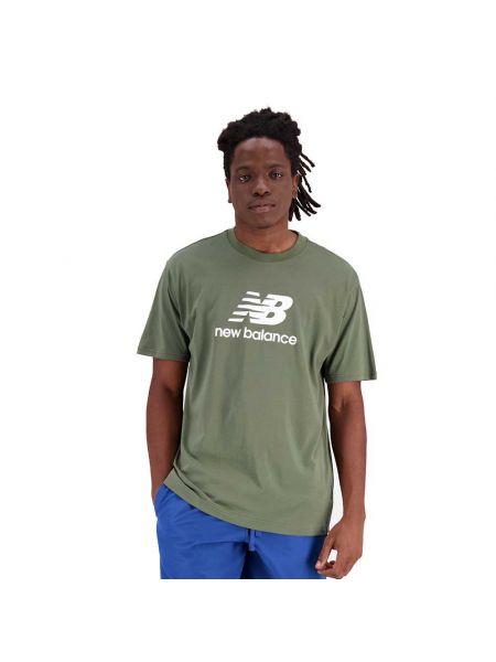 Хлопковая футболка с коротким рукавом New Balance зеленая
