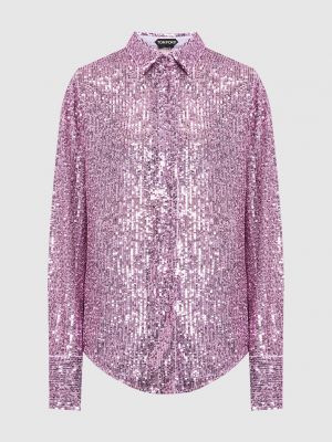 Рубашка с пайетками Tom Ford фиолетовая