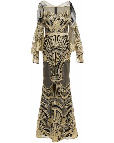 Sukienka długa z haftem tiulowa Amanda Wakeley