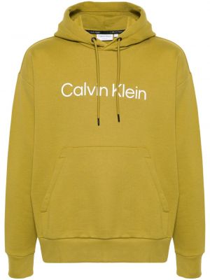 Bluza z kapturem bawełniana Calvin Klein zielona