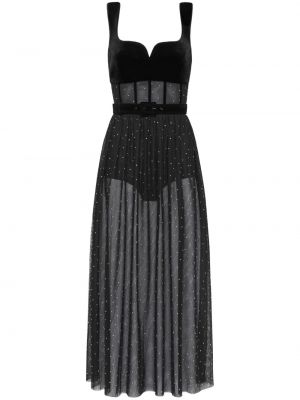 Křišťálové tylové midi šaty Rebecca Vallance černé