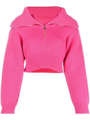 Пуловер с цип Jacquemus розово