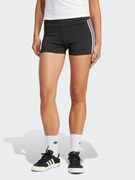 Pruhované slim fit priliehavé športové šortky Adidas čierna