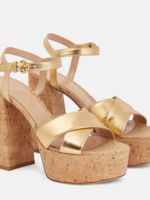 Platform læder sandaler Gianvito Rossi guld