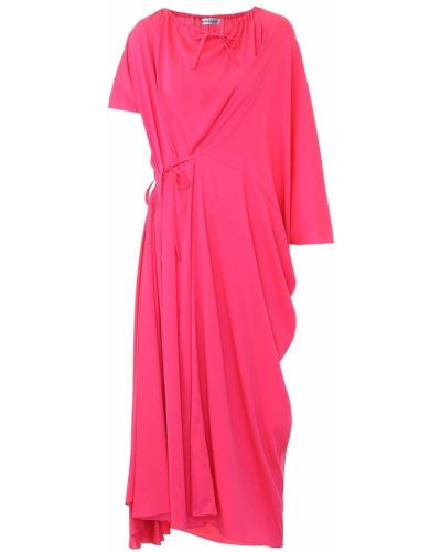 Vestido midi asimétrico de crepé Balenciaga rosa