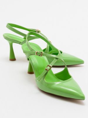Lakoti dabīgās ādas kurpes ar smailu purngalu Luvishoes zaļš