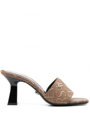 Papuci tip mules din jacard Versace maro