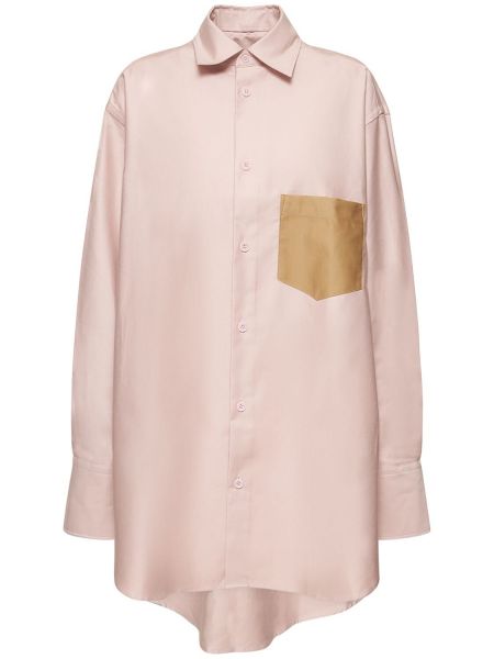 Camisa de raso de algodón con bolsillos Jw Anderson rosa